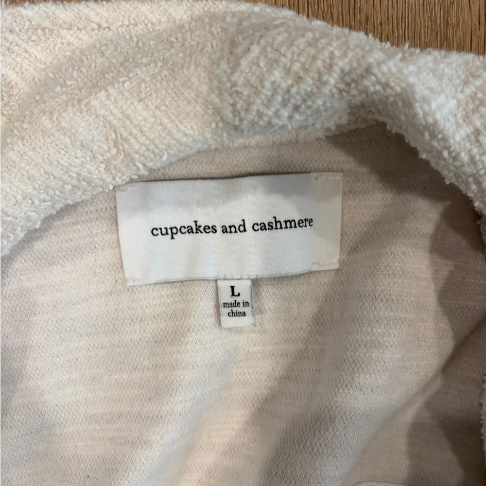 Cupcakes and Cashmere Ivory Textured Coat Women’s Large Open Front Long Jacket - Picture 6 of 7